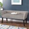 Modern Grey Entryway Bench with Curved Seat and Flared Wood Legs